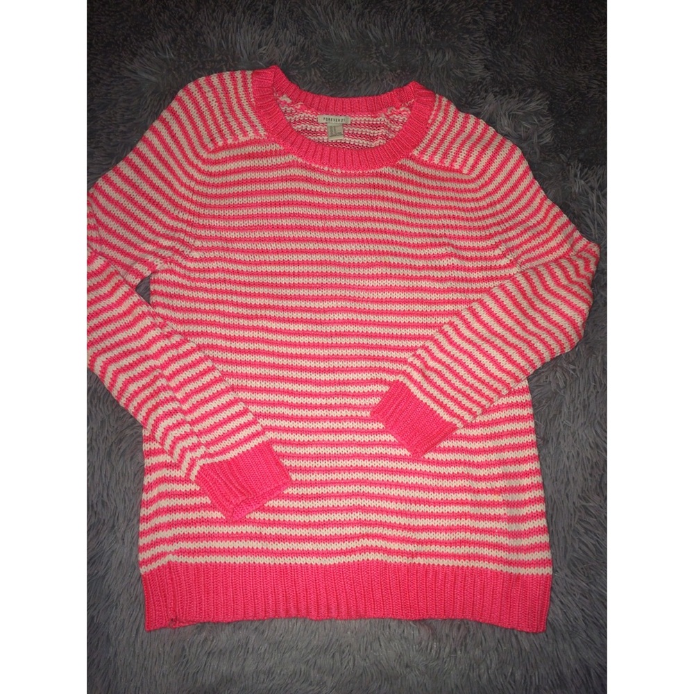 Pink striped knit sweater